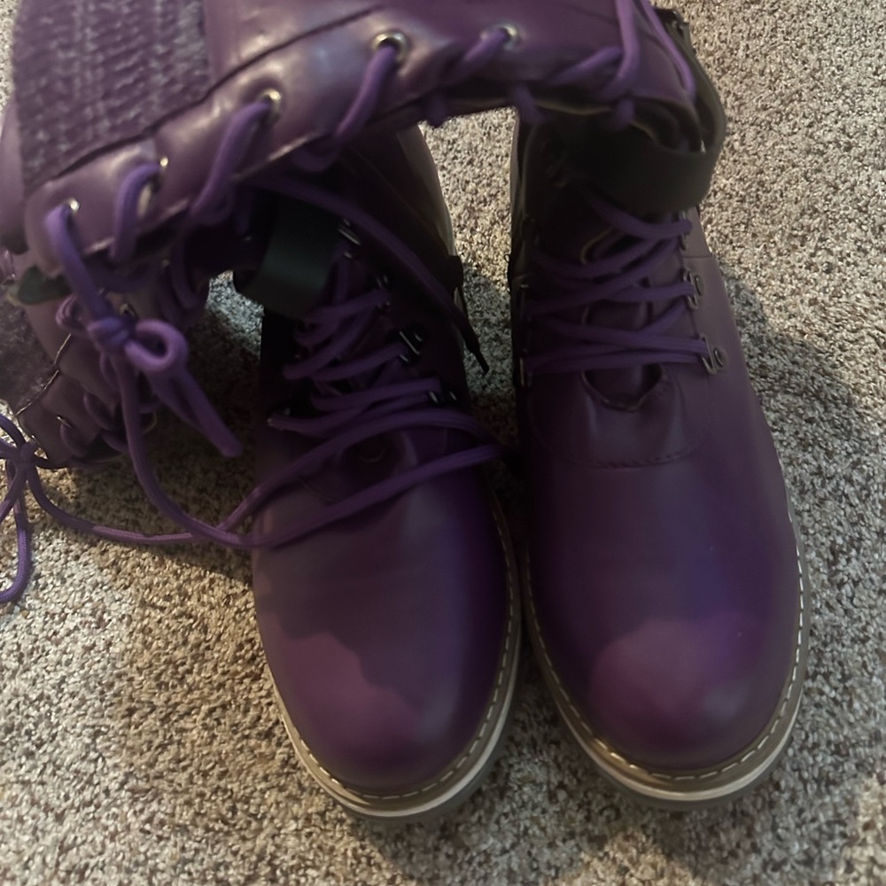 Purple Lace-Up Women's Boots